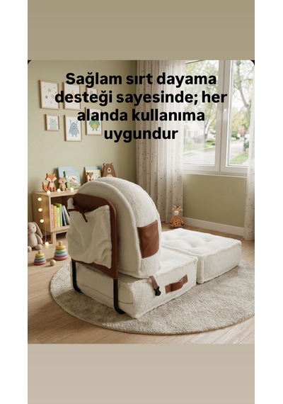 Viscolog Comfy Premium Teddy Kumaşlı Fermuarlı Modüler Çocuk Koltuğu Aktivite Ve Yer Minderi Seti 50x50 70cm Krem