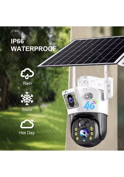 C4 V380 Pro 4mp Çift Lens Solar 4g Sim Kartlı Btk Kayıtlı Ptz Güvenlik Kamerası