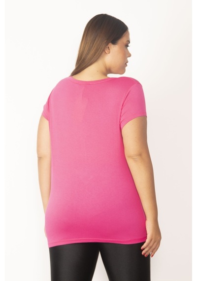 Şans Kadın Pembe V Yakalı Viskon Bluz 65n27681-pembe Pembe