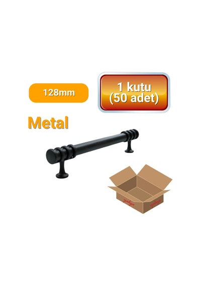 50 Adet Halka Boru Siyah Metal Mobilya Kulpu 128mm Siyah