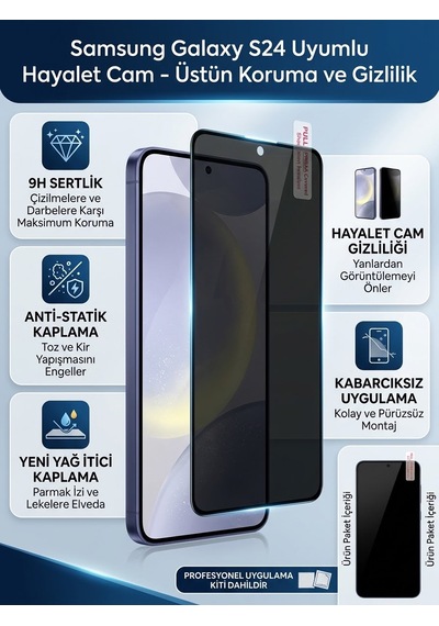 Samsung Galaxy S24 Uyumlu Hayalet Ekran Koruyucu Cam