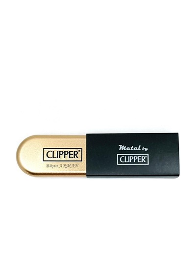 Kişiye Özel Clipper Metal Taşlı Altın Çakmak