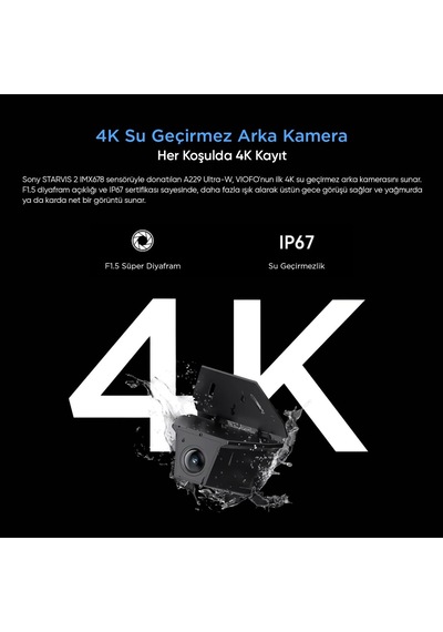 A229 Ultra-w 3 Kameralı Ön+arka Su Geçirmez+iç 4k+4k+1080p Hdr Sony Starvıs 2 Sensörlü Gps'li Araç Kamerası