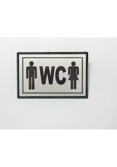 Büro İş Güvenliği İçin 13x8cm Maksi Bay Bayan Ortak Kullanım Wc Uyarı Tabelası