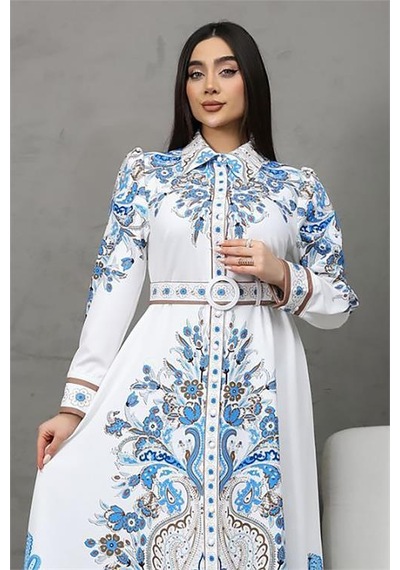 Neşeli Butik Kadın Tasarım Gömlek Elbise Nbms25016 Mavi