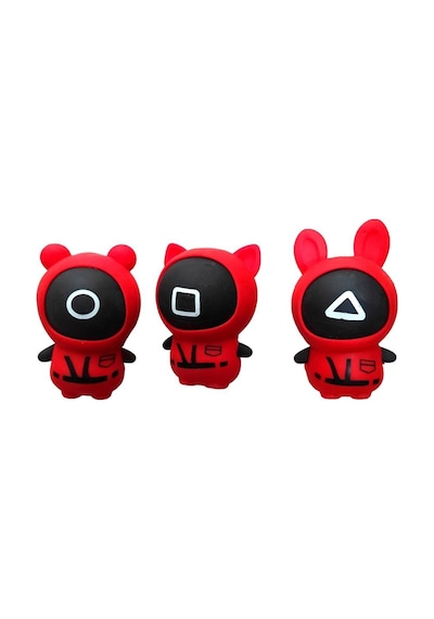 1 Adet Slime Özellikli Yumuşak Squid Game Figür 10 Cm. Kırmızı-siyah