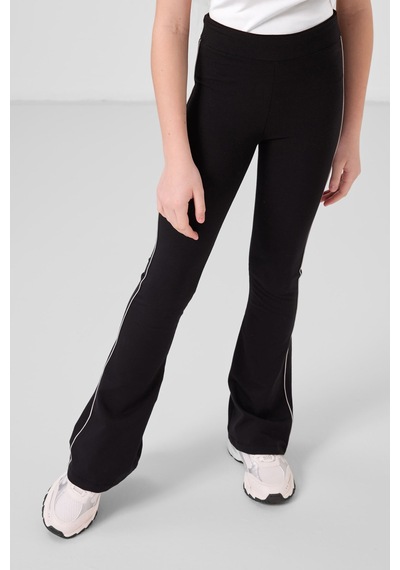 Tommylife Taş-siyah Pamuklu O Yaka Standart Fit Basic İspanyol Paça Kız Çocuk Tayt Takım - 75192 Taş