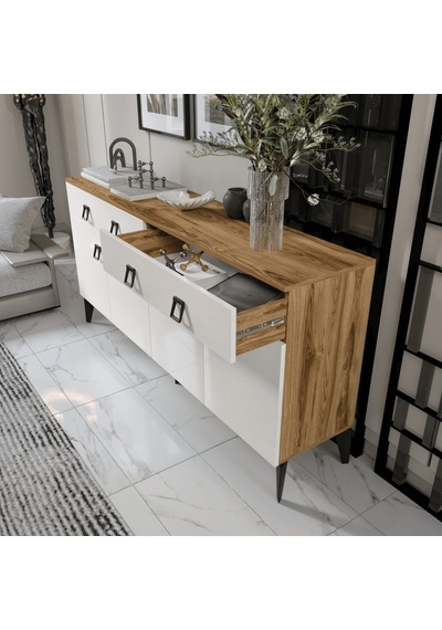 Elara Konsol 180 Cm Aytaşı Ceviz,metal Ayaklı 4 Kapaklı 2 Çekmeceli Modern Konsol Aytaşı Elara Konsol 180 Cm Aytaşı Ceviz,metal Ayaklı 4 Kapaklı 2 Çekmeceli Modern Konsol Aytaşı