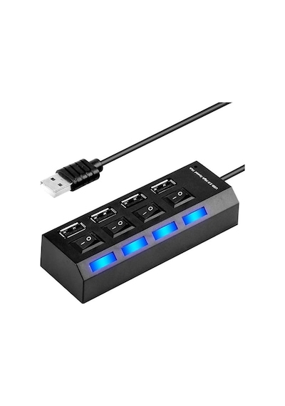4 Port Usb 2.0 Çoklayıcı Hub Anahtarlı Işıklı On Off Düğmeli