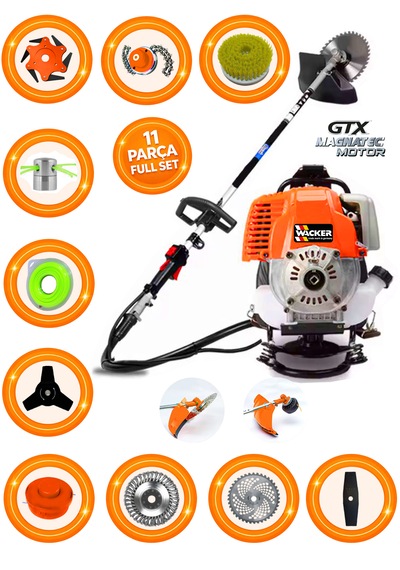 Prowackers German Tx-462 Max Seri Sırt Tipi Benzinli Ot Çalı Çim Biçme Tırpanı+ 11 Pcs Full Set Hali Yıkamalı