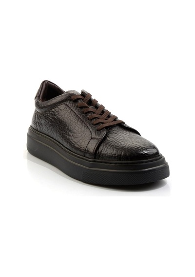 Bambi Kahve Hakiki Deri Erkek Sneaker E01905716203 Kahve