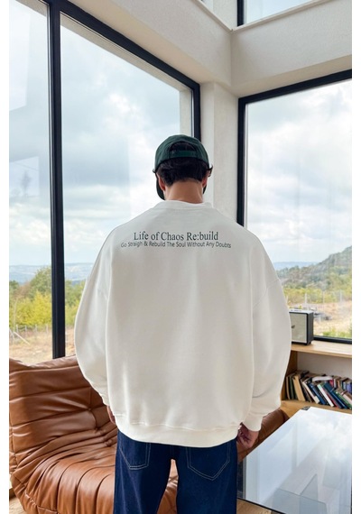 Flaw Life Of Sırt Baskılı Sweatshirt Beyaz beyaz