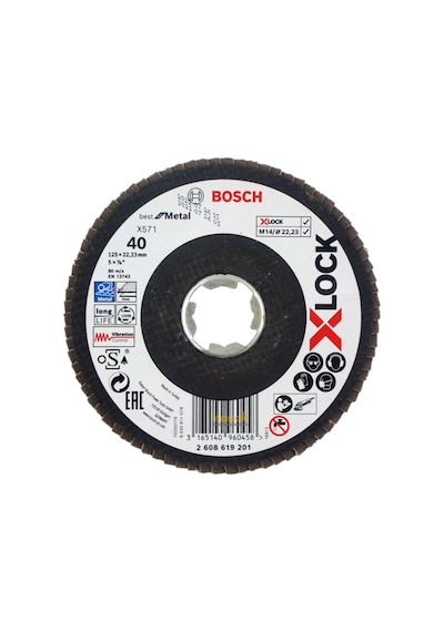 Bosch X-Lock 125 mm 40 Kum Best Serisi Bombeli Fiber Tabanlı Metal Flap Zımpara Diski -2608619201