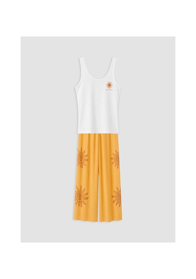 Lcw Dream Sarı U Yaka Güneş Baskılı Kadın Pijama Takımı