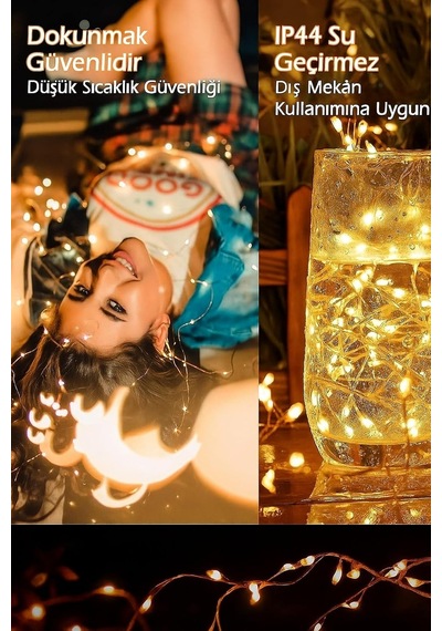 10 Metre Sarı 100 Led Işıklar Peri Işıkları 8 Mod Rgb Işıkları Işık Peri Dize Işıkları Tel Fonksiyonlu Süsleme İnce Telli Aydınlatmalı Şerit Led Yılbaşı Işık Yılbaşı Süsü