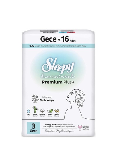 Sleepy Bio Natural Premium Plus Gece Ped 16 Adet