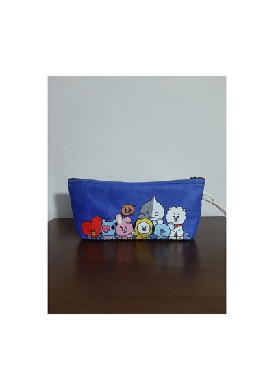 Kpop - Bt21 Karakterleri Mavi Desenli Tasarım Kalemlik - Makyaj Çantası Diğer