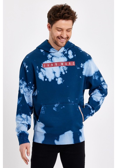 JAHR MARC Oversize Mavi Batik Yıkamalı Sweatshirt - XS Mavi