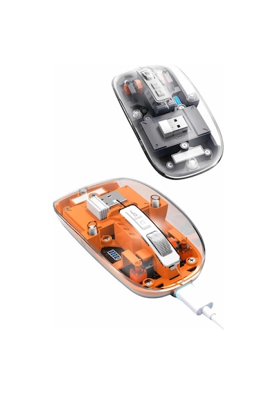 Mouse Kablosuz Mouse Şarjlı Bluetooth Sessiz 5 Tuşlu Şeffaf