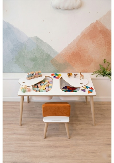 Montessori Çocuk Masası - Oyun Masası - Aktivite Masası - Çalışma Masası - Etkinlik Masası Beyaz Montessori Çocuk Masası - Oyun Masası - Aktivite Masası - Çalışma Masası - Etkinlik Masası Beyaz