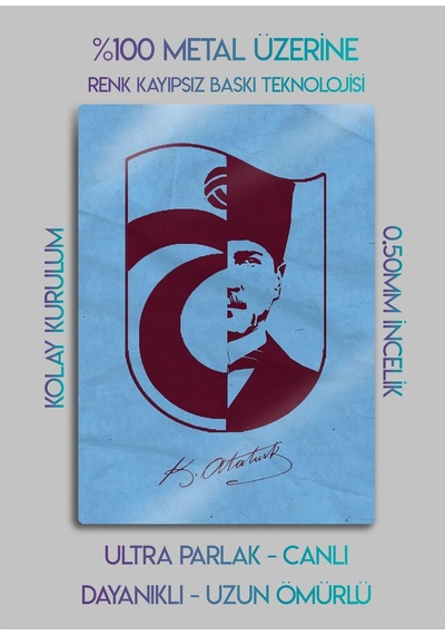 Atatürk Tabzon Ts - Dekoratif Metal Tablo