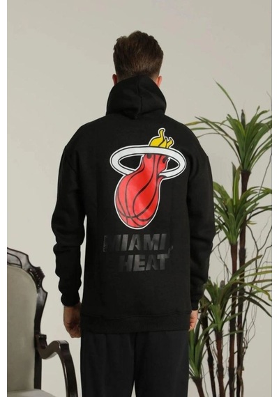 Oversize Kapüşonlu Sweatshirt Sırt Ve Ön Baskılı, Siyah -