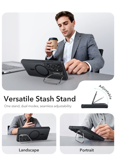 Samsung Galaxy Uyumlu  S26 Ultra Classic Hybrid Magsafe Standlı Kılıf Buzlu Siyah