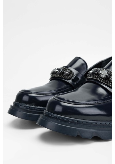 Tamer Tanca Kadın Vegan Lacivert Loafer Ayakkabı 817 2399 Bn Ayk Sk23/24 Lacı Acma Lacivert