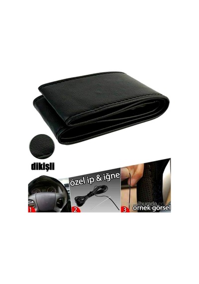 Fiat Doblo 2010-2021 Uyumlu Dikmeli Direksiyon Kılıfı Soft Siyah 11cm