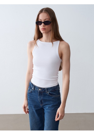 Dilvin 32892 Halter Yaka Top-beyaz