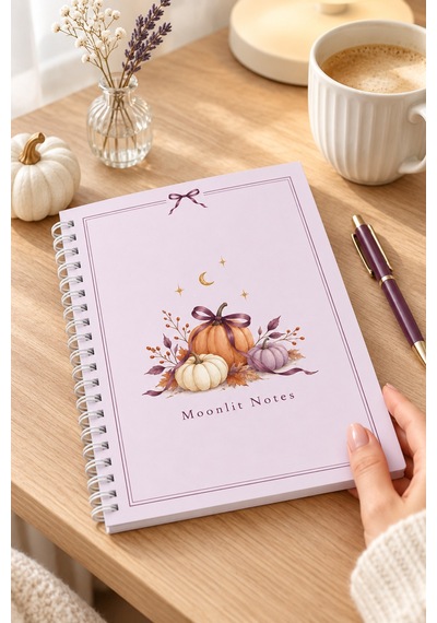 Halloween A5 Spiralli Çizgili Defter 60 Yaprak Lila Mor