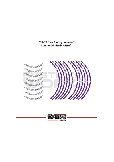 Bajaj Rs200 Jant Sticker Dış Ve İç Set Sticker Jant Şeridi Mor 45878224