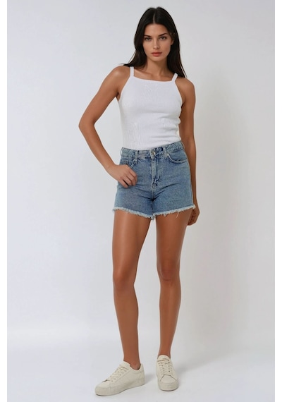 Hiccup Halter Yaka Fitilli Basic Üst Beyaz
