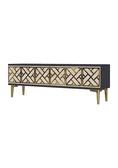 Tsa1238atg Arex Tv Sehpası Antrasit-traverten-gold 120cm