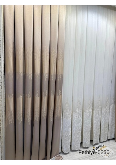 Nivemeshome Fethiye 614178 Taş V-5230 1/3 Sık Pileli Fon Perde Apm Taş