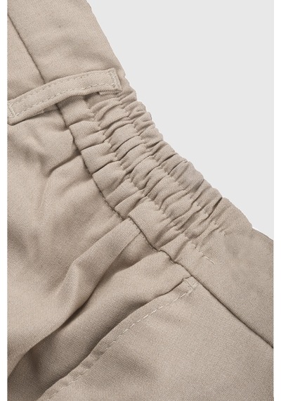 Rizzup Erkek Bej Likralı Beli Lastikli & İpli Dar Kesim Şık Kumaş Pantolon 2600572