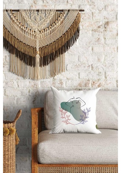 Modern Kadın Desenli Çift Yön Dijital Baskılı Dekoratif Kırlent Kılıfı Yastık Kılıfı 39x39cm Karışık/Çok Renkli