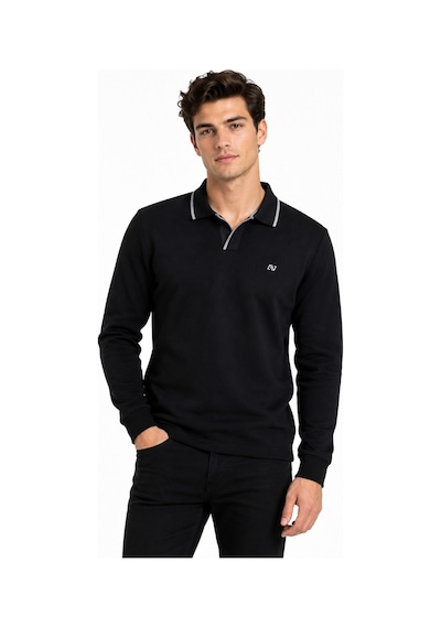 Advante Erkek Mevsimlik Spor Polo V Yaka Sweatshırt Bgl-st05469 Siyah