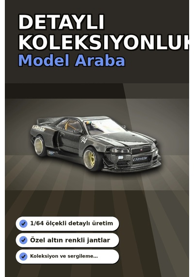 Greddy V2 1/64 Diecast Nissan Skyline Gt-r R34 Kaido Works Model Araba, Koleksiyonluk Bx-313373