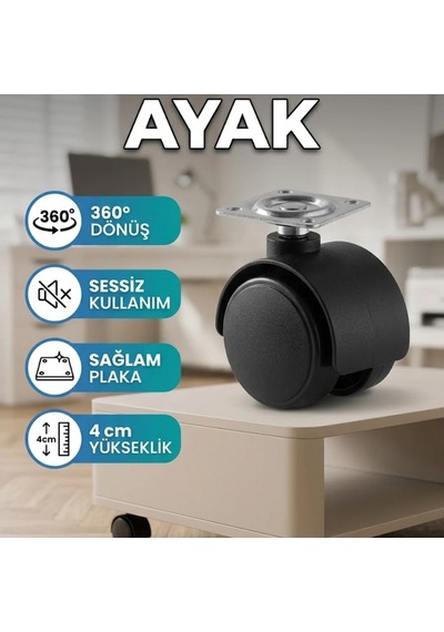 4 Cm Kilitsiz Döner Ayak Tekli Sehpa Ve Mobilya Ekipman Ayağı Çok Renkli