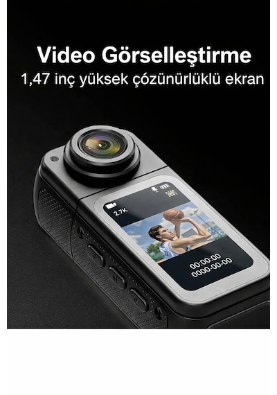 2.7k Ultra Hd Mini Aksiyon Kamera Manyetik Tasarım Döner Lens Wi-fi Uygulama Destekli