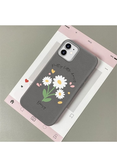 İphone 11 Uyumlu Gri Deri Dokulu Silikon Kamerayı Korur Şok Emici 4