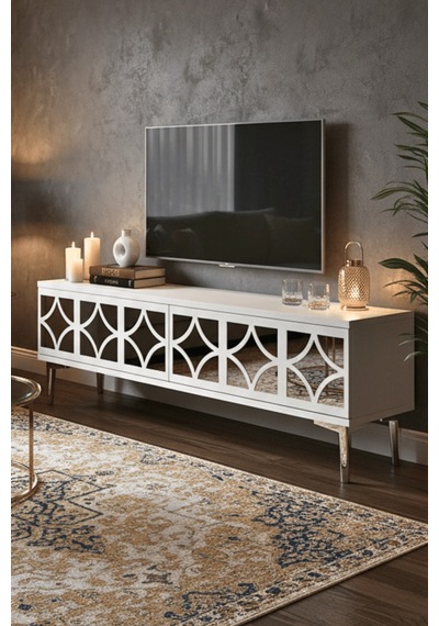 Tsa1236bs - Öztv120 Tv Stand, Tv Sehpası Beyaz - Sılver 120cm