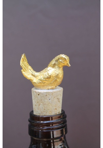 2 Adet Dekoratif Gold Güvercin Mantar Tıpa Altın