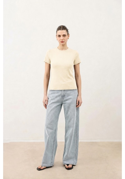 Antioch Kadın Basic T-shirt Ekru