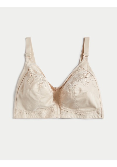 Marks & Spencer İşleme Detaylı Toparlayıcı Pamuklu Sütyen T33008020 Bej