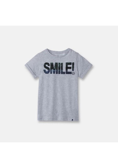 Sea Bubbles Smile Pullu Erkek Çocuk Tişört Gri