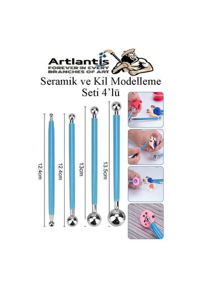 Top Uçlu Seramik Ve Kil Modelleme Seti 4 Lü 1 Paket Polimer Kil Şekillendirme Çömlek Oyma Çiçek Marzipan Mandala