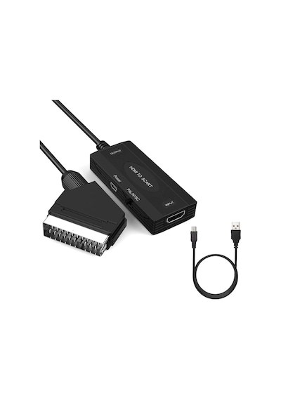 Hdmı To Scart Dönüştürücü Adaptör, Hdmı Görüntü Ve Sesi Scart Cvbs E Çevirme, 1080p Destekli, Pal Ntsc Uyumlu, Eski Tip Tv Ve Vhs Dvd İçin Zr1127