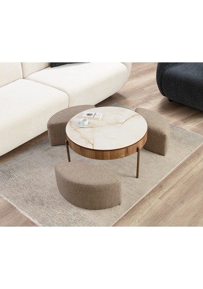 Most Rondo Akıllı Sehpa Mermer Görünümlü %100 Mdf Evinize Teslim